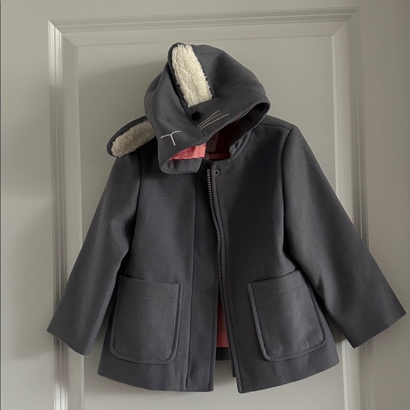 Cat & Jack Charcoal Hooded Bunny Rabbit Pea Coat for Kids - Size 2T - Picture 11 of 11